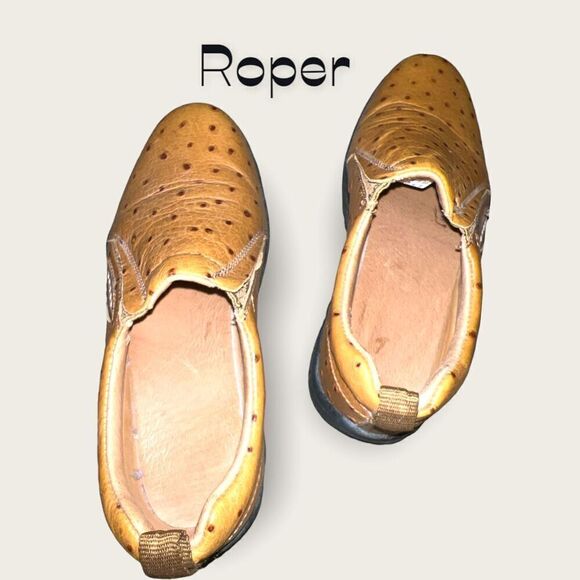 Roper Leather Ostrich Print Shoes Size 8 - Picture 8 of 12